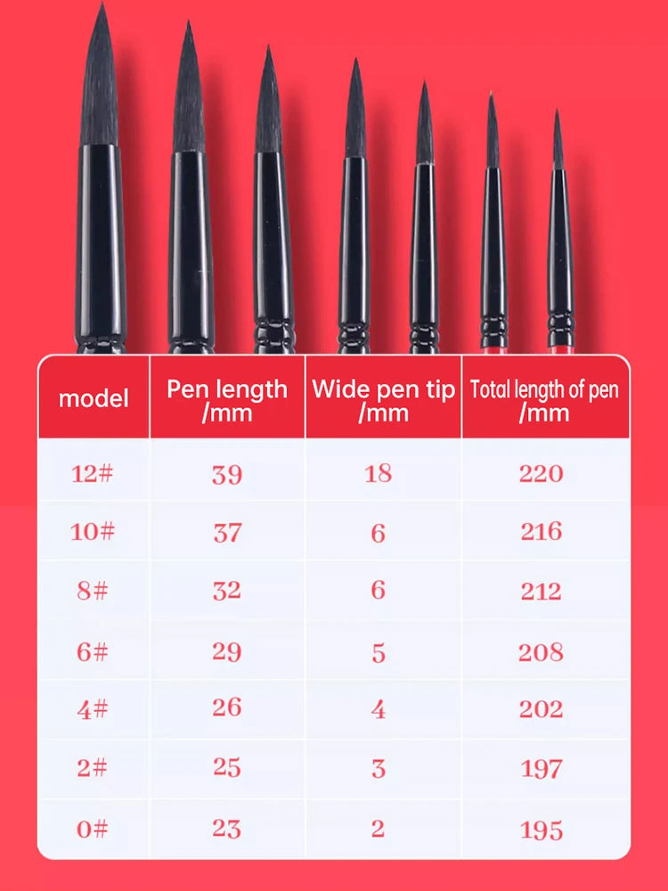 IColour Professional Squirrel Hair Painting Brush Set Black Handle Round Brush Watercolor Acrylic Gouache Oil Painting Brushes - Sun Studio