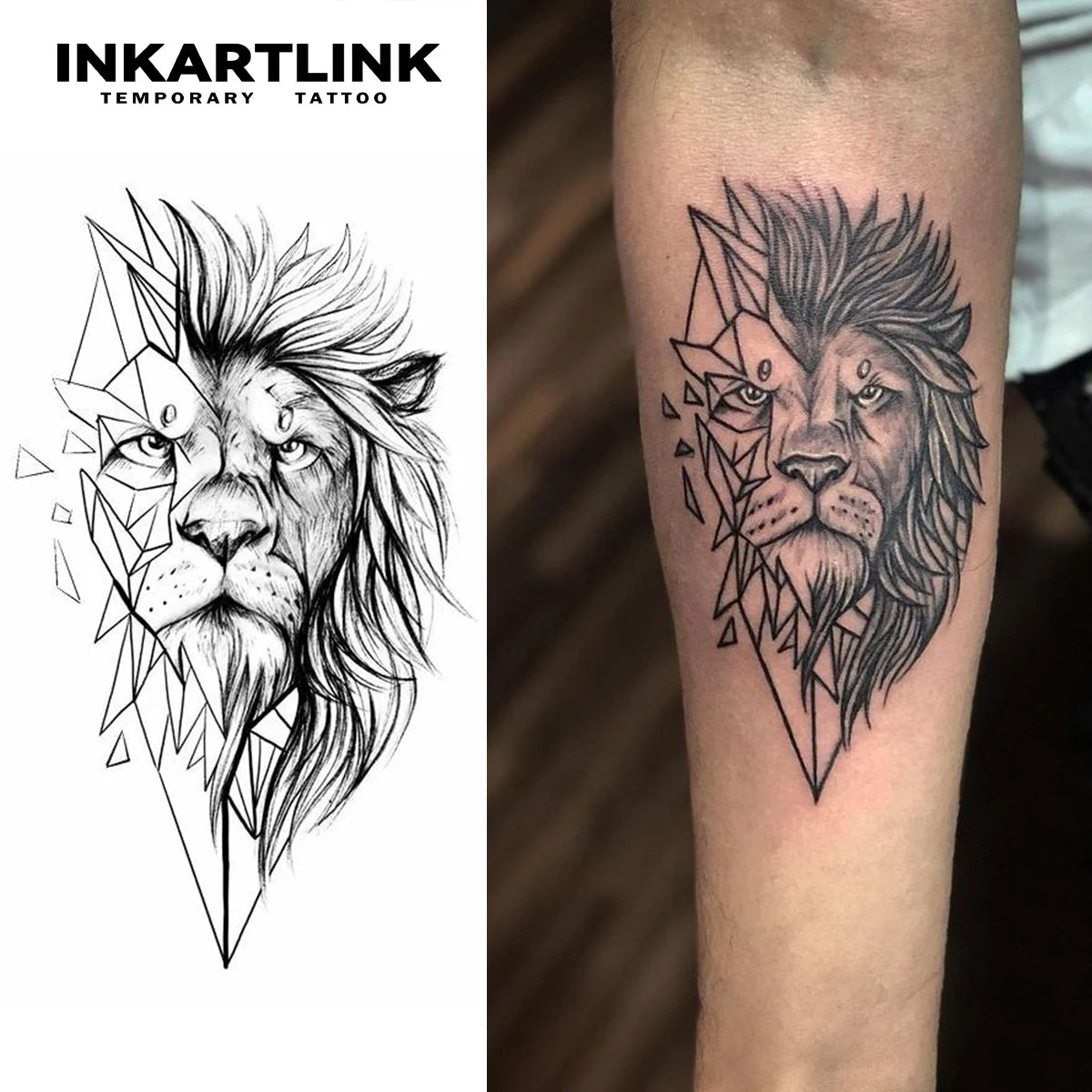 Lion Temporary Tattoo,Lasts To 15 Days New Technology Magic Waterproof Semi Permanent Sticker. - Sun Studio