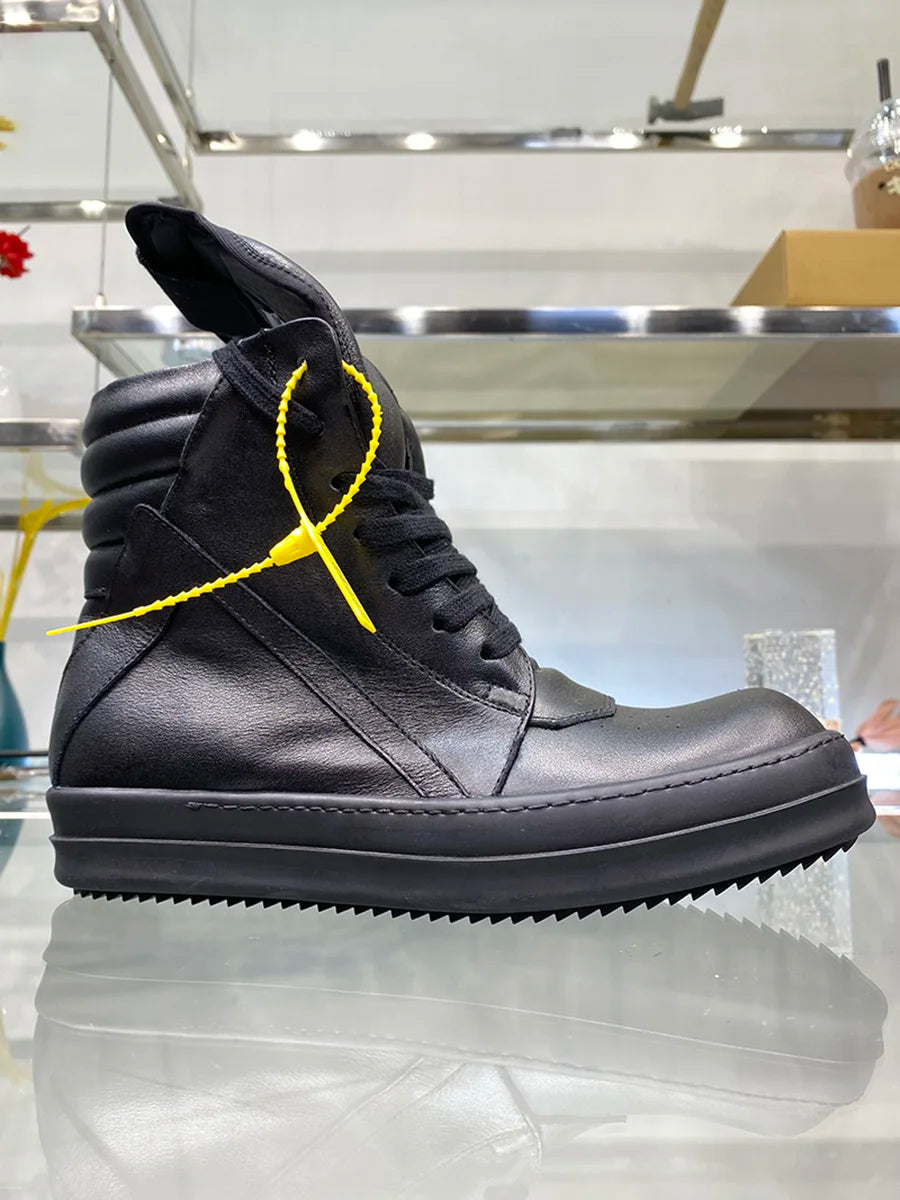 Ro Shoes Men Leather 2025 New Earthy Grey Cow Suede Lace Up Zipper Thick Sole Luxury Geo Women Street Hip-hop Casual Flat Boots - Sun Studio