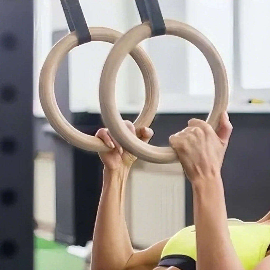 Rings Gymnastics 2 Pieces Calisthenics Grips Equipment Fitness Training Rings For Home Gym Fitness Exercise Playground Indoor - Sun Studio