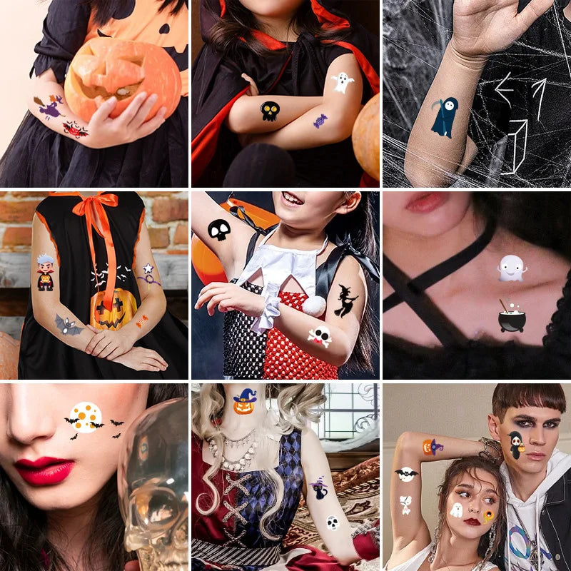 Halloween Party Tattoo Stickers Luminous Stickers Temporary Waterproof Stickers for Face Body Tattoo Boys Halloween Party Decors - Sun Studio