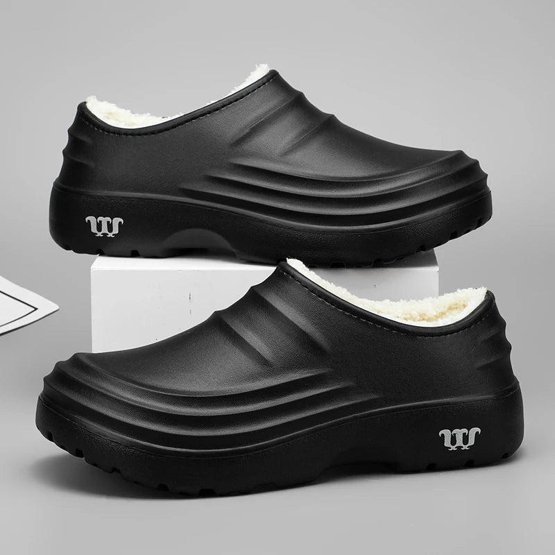 Waterproof Cotton Chef Shoes For Men Anti-Slip Work Footwear Warm Comfortable Kitchen Specialized Shoes With EVA Outsole - Sun Studio