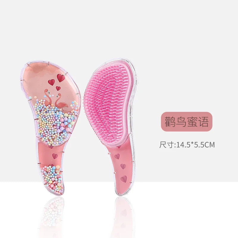 New Cute Hairdressing Comb for Kids Anti-knot Massage Flowing Bead Hair Comb Children Girls Dress Up Makeups Toy Gifts - Sun Studio