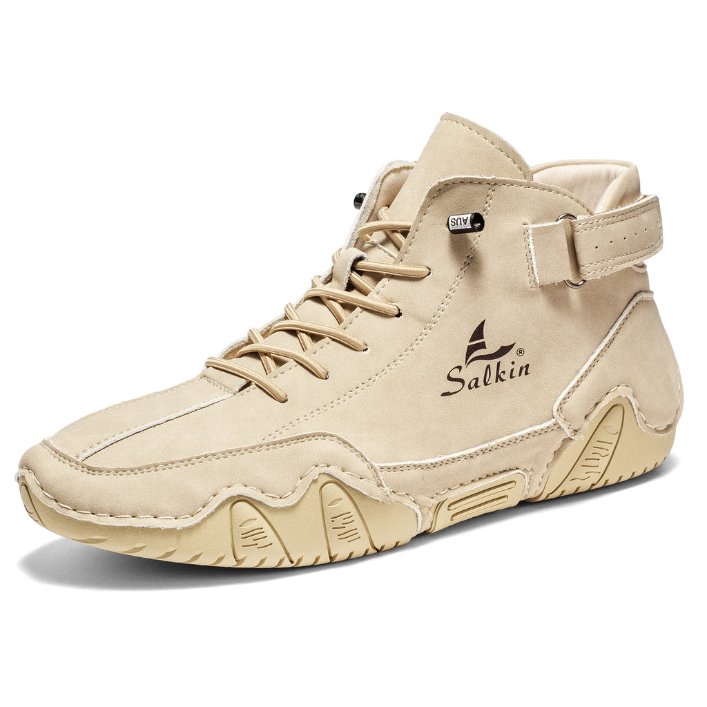New 2025 Handmade Leather Casual Men Shoes Design Sneakers Man Breathable Leather Shoes Men Ankle Boots Outdoor
