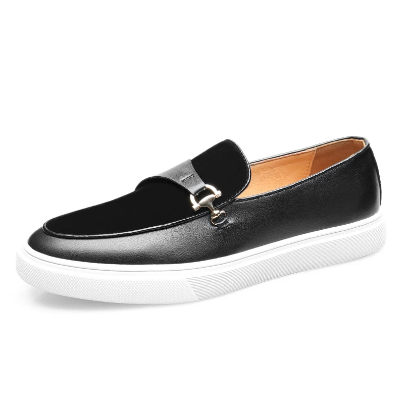 Fashion Men's Casual Slip-on Leather Shoes Men Classic British Style Penny Loafers Mens Outdoor Board Shoe Driving Flats - Sun Studio