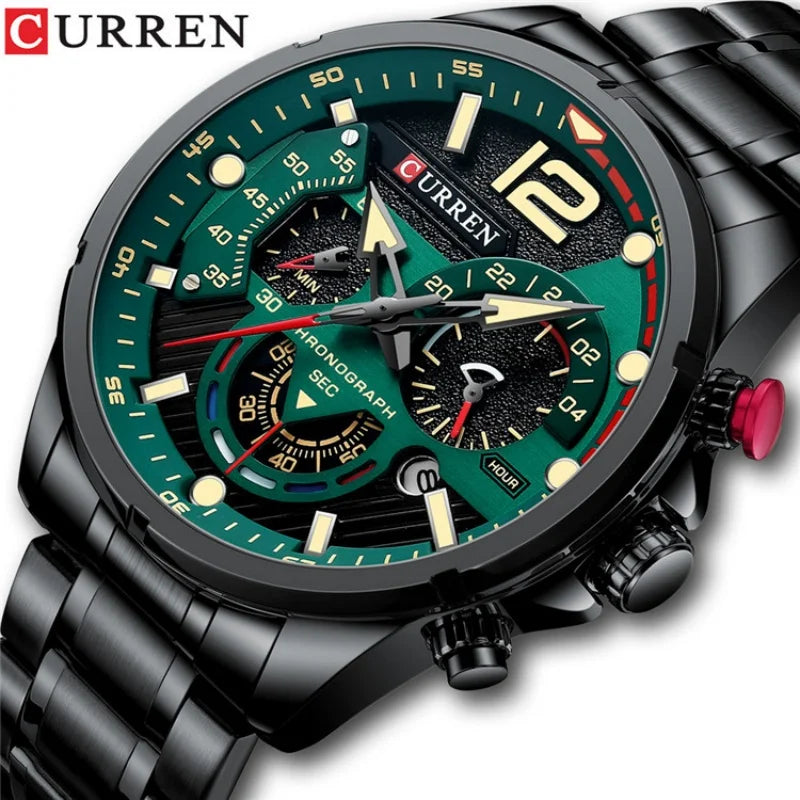 CURREN 8395 Men's Minimalist Large Dial Watch, Water-resistant Calendar Six-hand Multifunctional Quartz Watch - Sun Studio