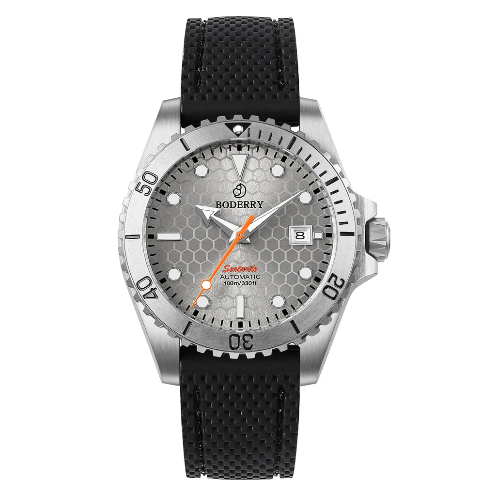 BODERRY Mens Automatic Watches Military Watch Mechanical Wristwatch Titanium Diver 100m Waterproof Sapphire C3 Luminous Sport - Sun Studio