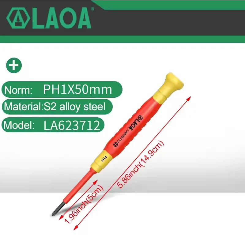 LAOA 1pc Insulated Precision Screwdriver SL1.0-3.0 aCross Small Size Screwdriver to Remove Watches Cell Phone NotebookT5-T10 - Sun Studio