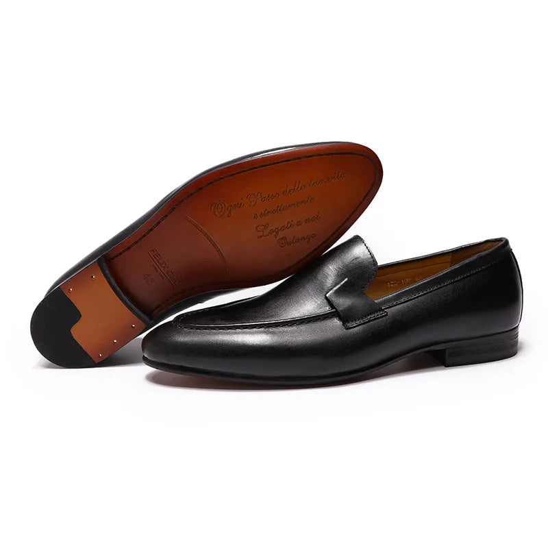 YETTIES Designer Fashion Mens Loafers Leather Handmade Black Brown Casual Business Dress Shoes Party Wedding Men's Footwear - Sun Studio