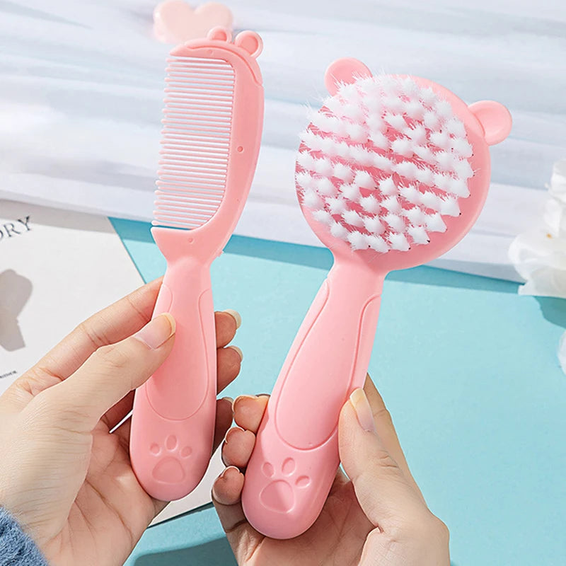 2 Pcs/Set Cute Kids Baby Small Hair Brush And Comb Set For Newborns & Toddlers Baby Brush Soft Bristles Baby Hair Care Gift - Sun Studio