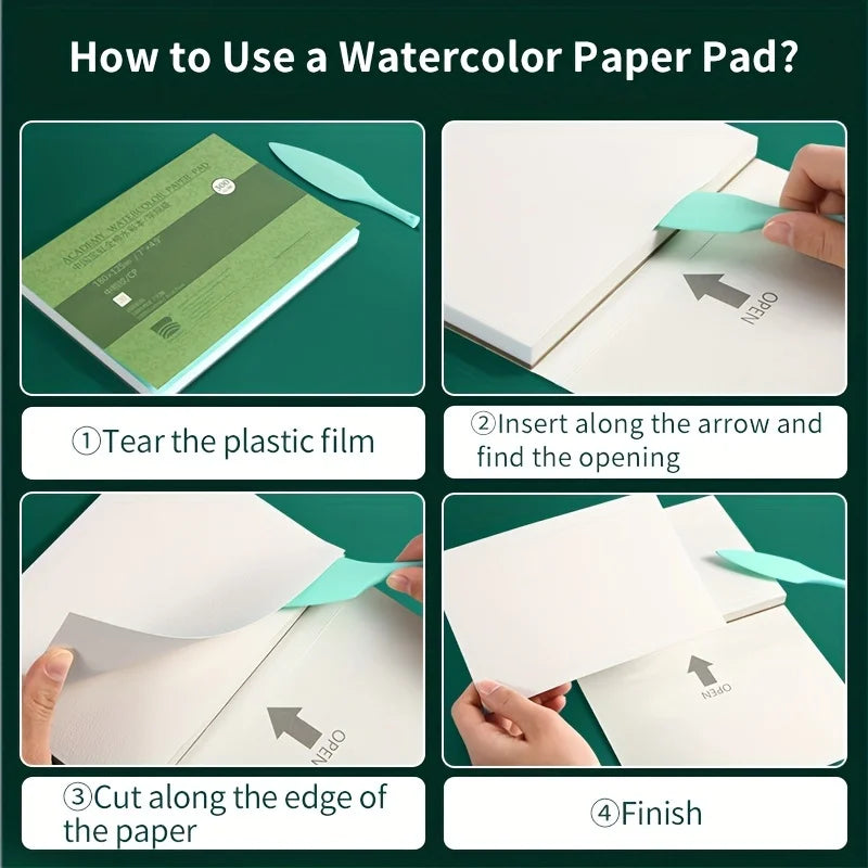 Watercolor Paper Pad 20 Sheets 7"x4.9",200 gsm for Ink Painting,Wet Media,Textured Surface Great,Sketchbook for Adults,Artists - Sun Studio