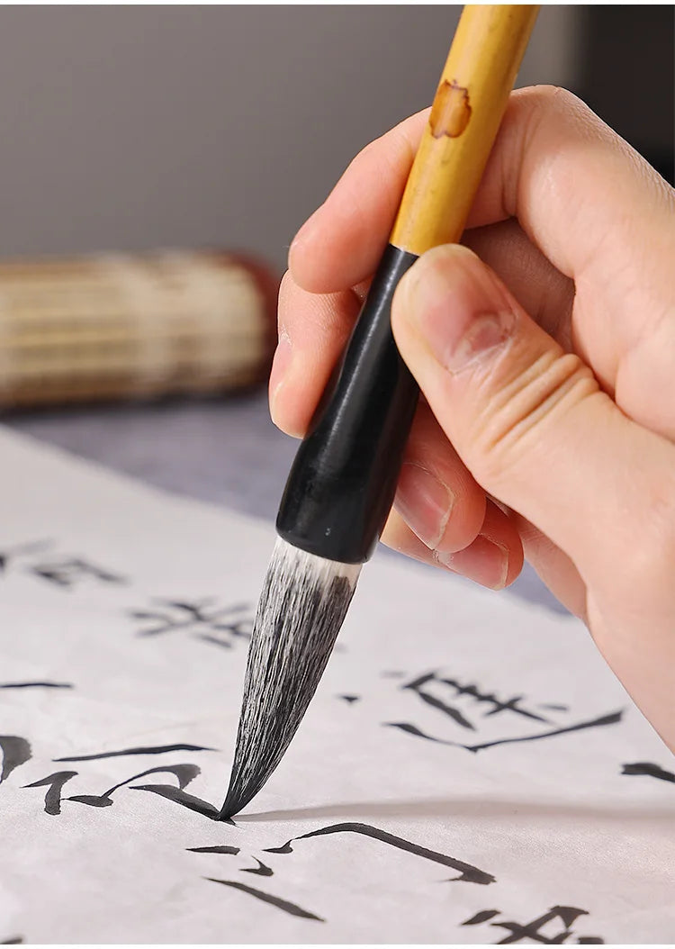 7/11Pcs Chinese Calligraphy Brush Set Kanji Japanese Sumi Painting Drawing Artist Writing Brushes With Roll-up Bamboo Pen Bag - Sun Studio