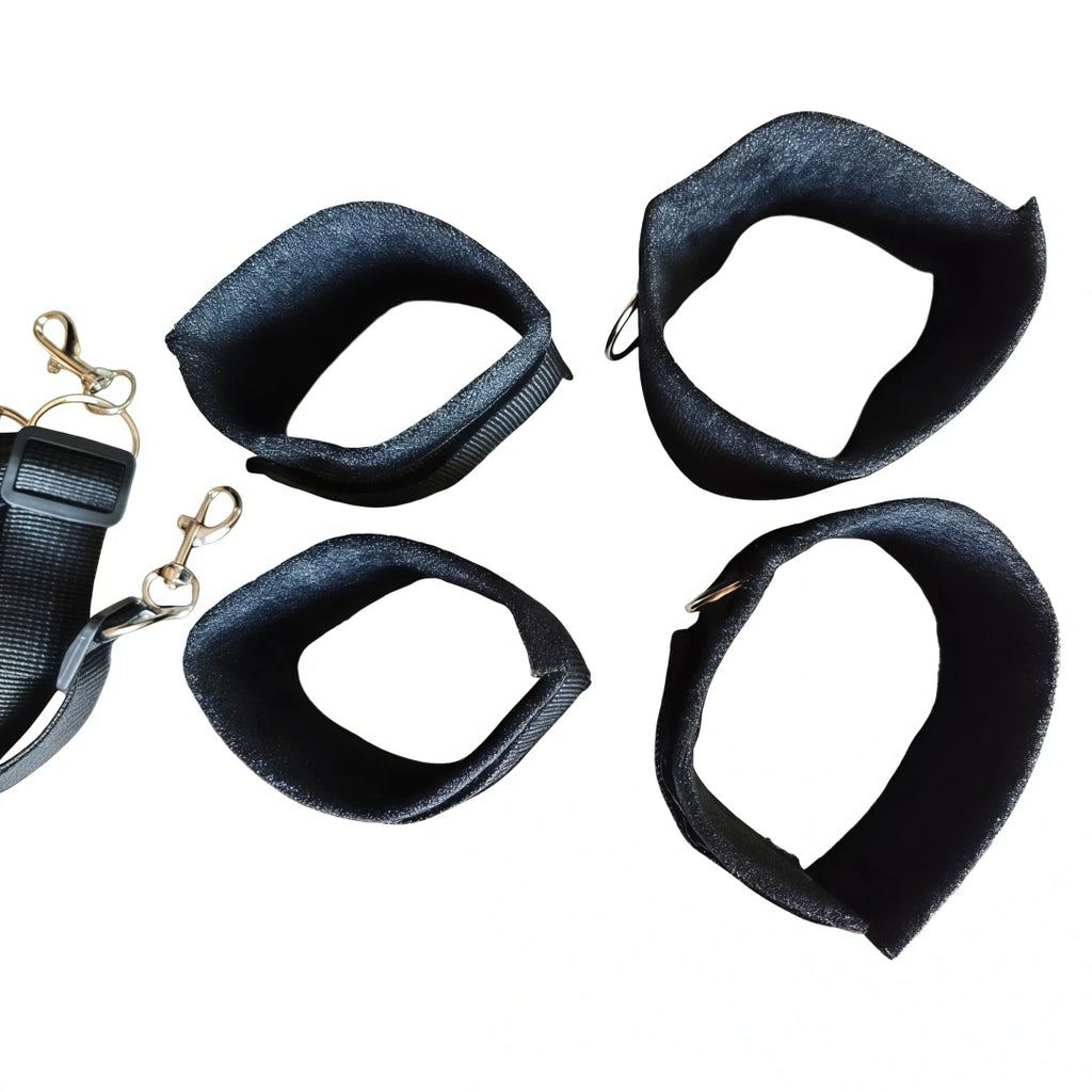 Bed Bondage Restraint Kit Adjustable Soft Wrist & Ankle Cuffs Couples Handcuffs Adult SM Game Lover Intimate Play Bedroom Kit - Sun Studio