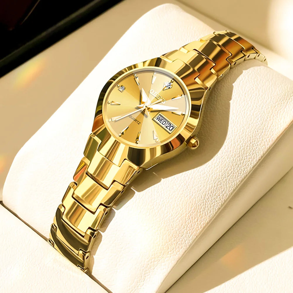 OLEVS Men's Watches Top Brand Luxury Original Quartz Wacth for Man Waterproof Tungsten Steel Case Strap Luminous Date Week Thin - Sun Studio