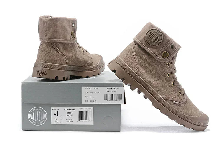 PALLADIUM Pallabrouse Dark Brown Sneakers Men/Women High-top Army Leisure Ankle boots Canvas Casual Shoes Anti-Slip Shoes 36-45 - Sun Studio