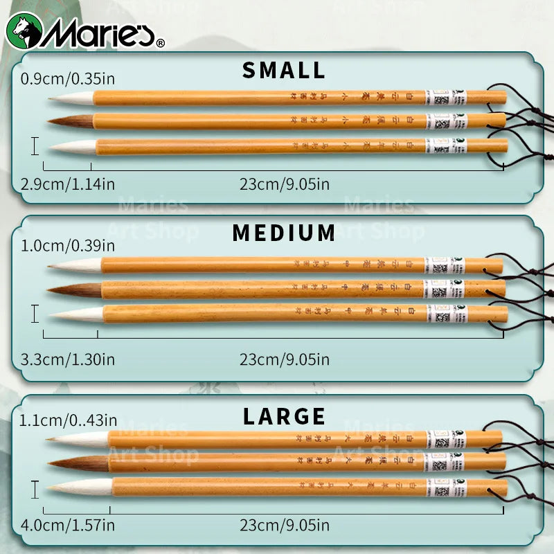 Marie's 1pc Chinese  Calligraphy Brush,Jianhao/Wolf Hair/Wool for Painting,Writing,Official Script,Regular Script,Cursive Script - Sun Studio