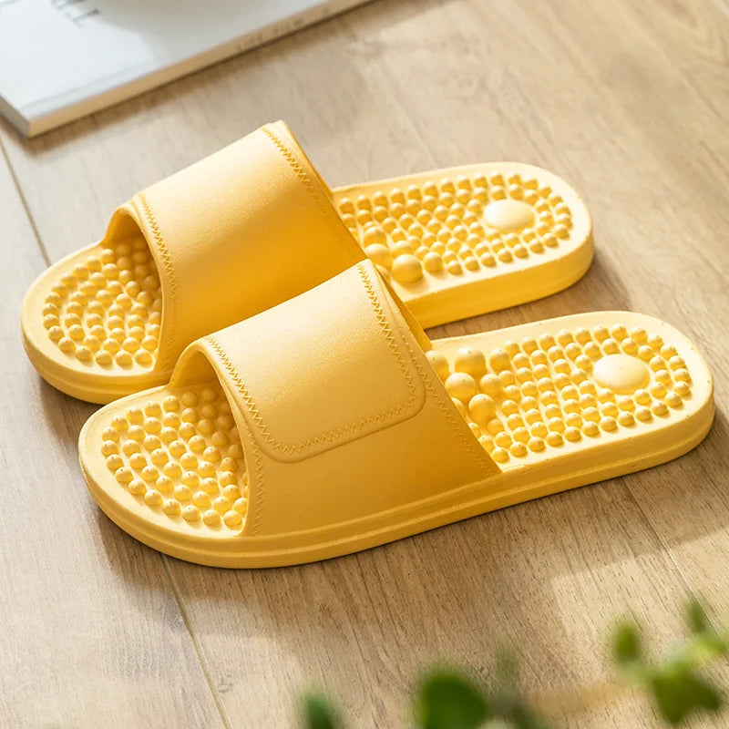 Women Men Foot Massage Slippers Indoor Bathroom Non-slip Soft Slides Comfort Flats Couples Home Relief Feet Health Care Shoes - Sun Studio