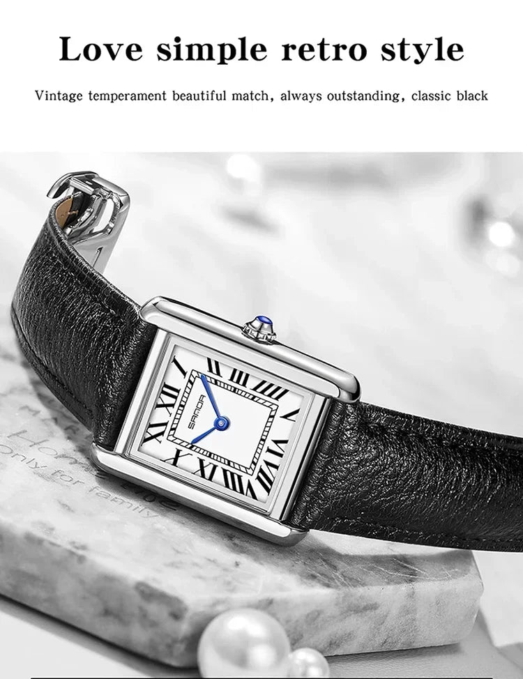 SANDA 9031/1108 Luxury Couple Quartz Watches for Men & Women, Waterproof Sport Casual Watch, Scratch Resistant Leather Strap - Sun Studio