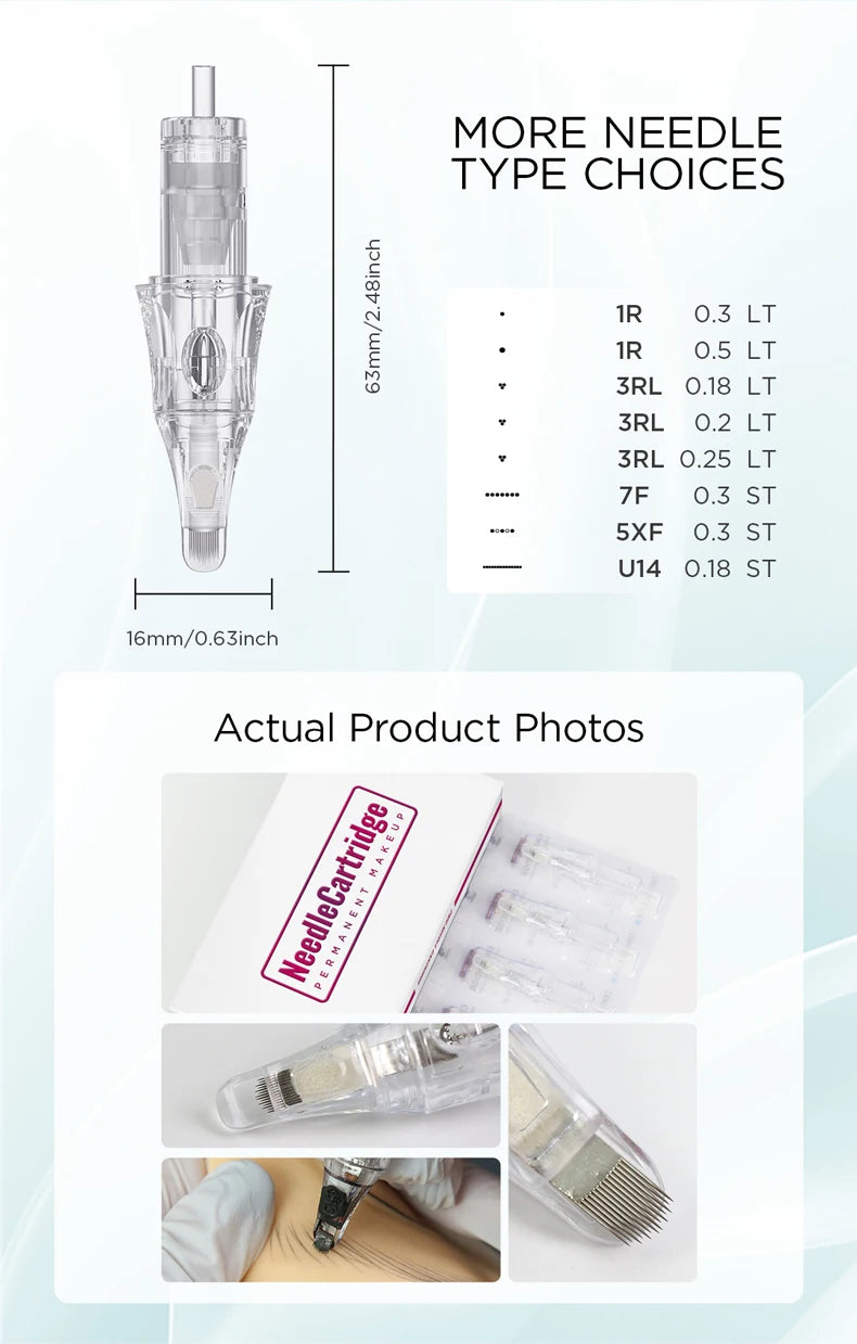 10Pcs U14/0.18-ST Built-in Sponge Half-wall Needle Universal Tattoo Cartridge Needles For Tattoo Machine For Eyebrow Lips Tattoo - Sun Studio