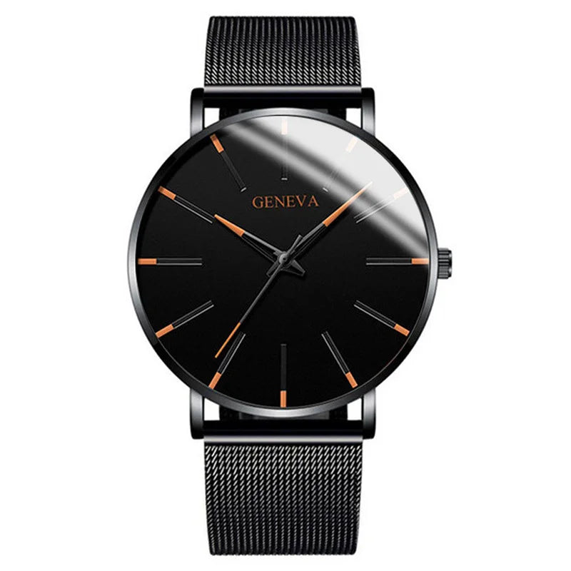 New Fashion Simple Ultra-thin Men Business Watches Steel Mesh Band Male's Quartz Watch Relogio Masculino - Sun Studio