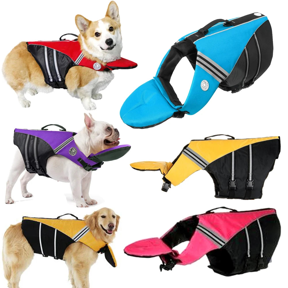 Reflective Dog Life Jacket Vest Removable Neck Float High Buoyancy Dogs Swimming Clothes, Pet Safety Swimsuit for Dog Cat - Sun Studio