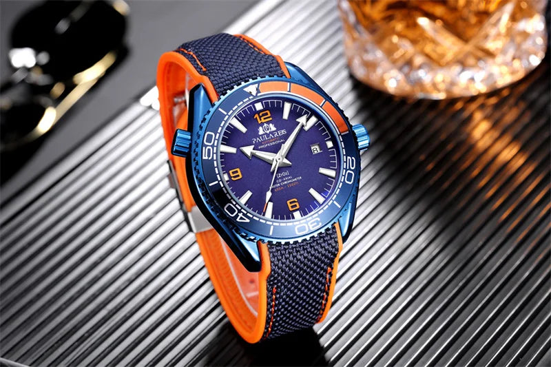 Luxury Automatic Mens Watch High Quality Mechanical Self Wind Movement Rubber Strap Waterproof Luminous Calendar Mens Watches - Sun Studio
