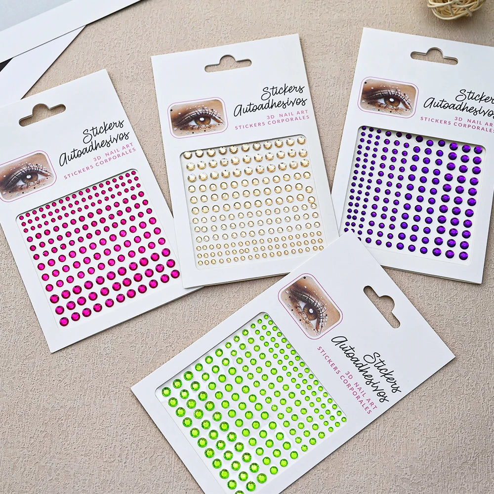 1Pcs Face Diamond Gem Sticker 5D Colorful Rhinestone Tattoo Stickers Fo Festival Nail Body Makeup Bling Jewelry DIY Face Sticker - Sun Studio