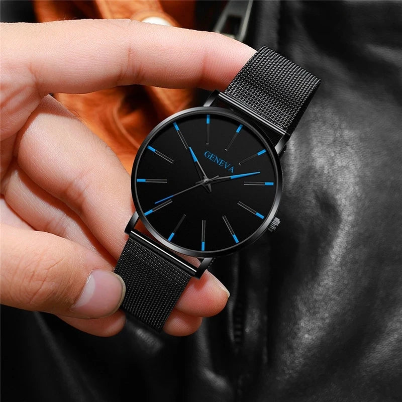 Minimalist Mens Fashion Ultra Thin Watches Simple Men Business Mesh Belt Quartz Wrist Watch Relogio Masculino - Sun Studio
