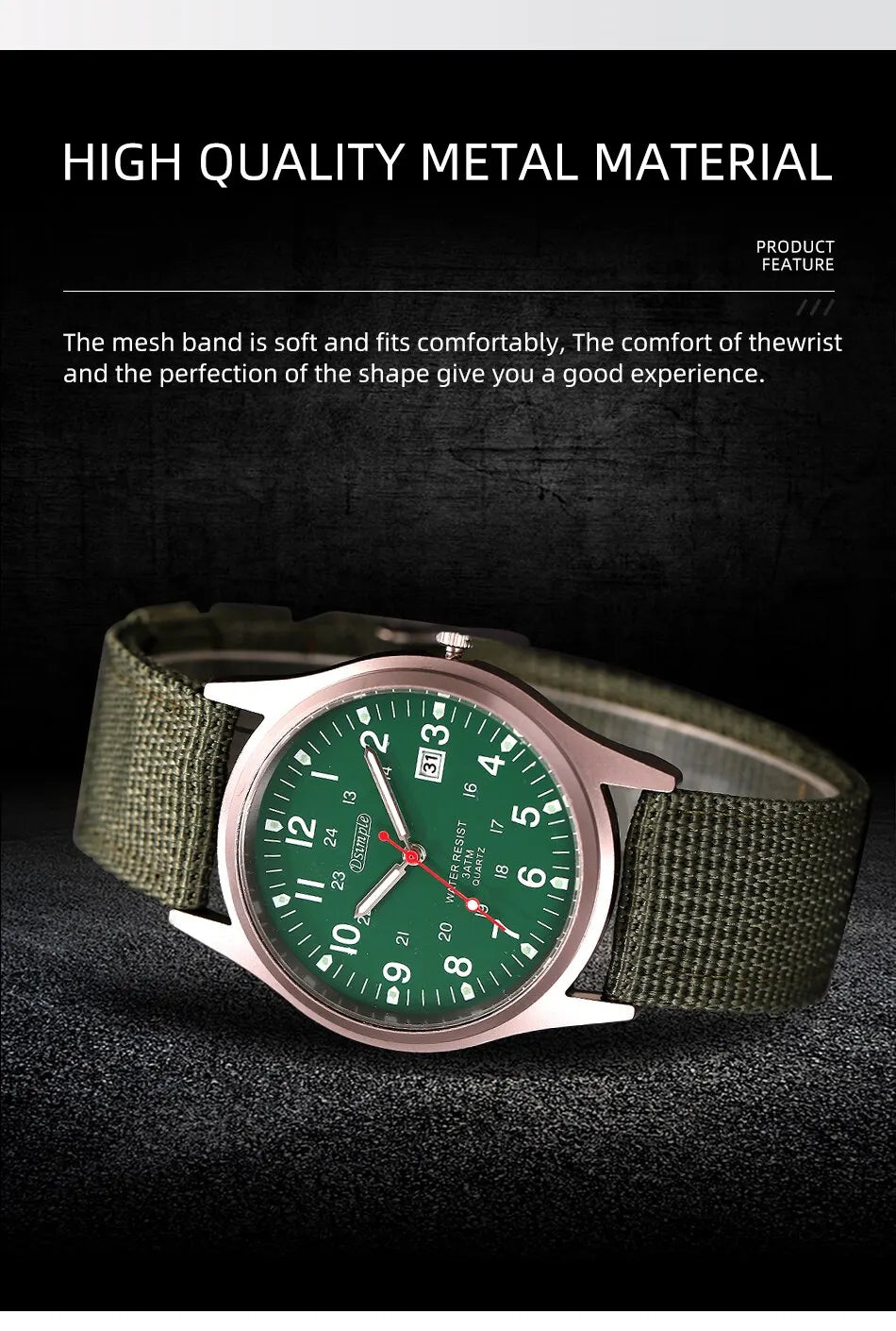 Fashion Mens Watches Luminous Hands Clock Luxury Military Sports Calendar Quartz Wristwatch Men Casual Nylon Watch Reloj Hombre - Sun Studio