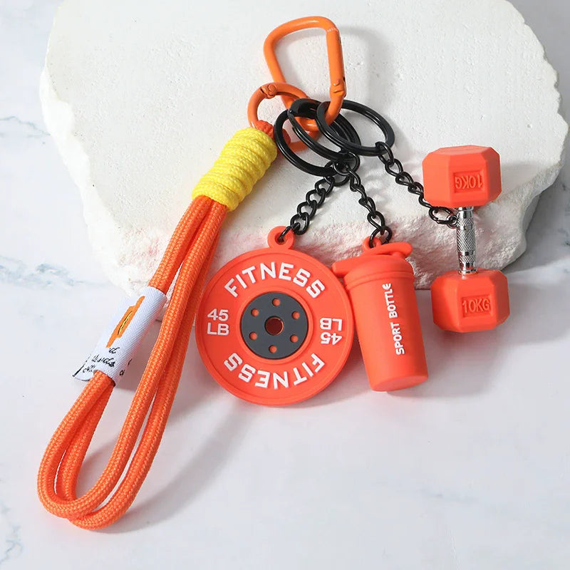 Fitness Keychain Gym Lovers Fitness Enthusiast Gift Barbell Dumbbell Keychain Fitness Bag backpack Charms - Sun Studio