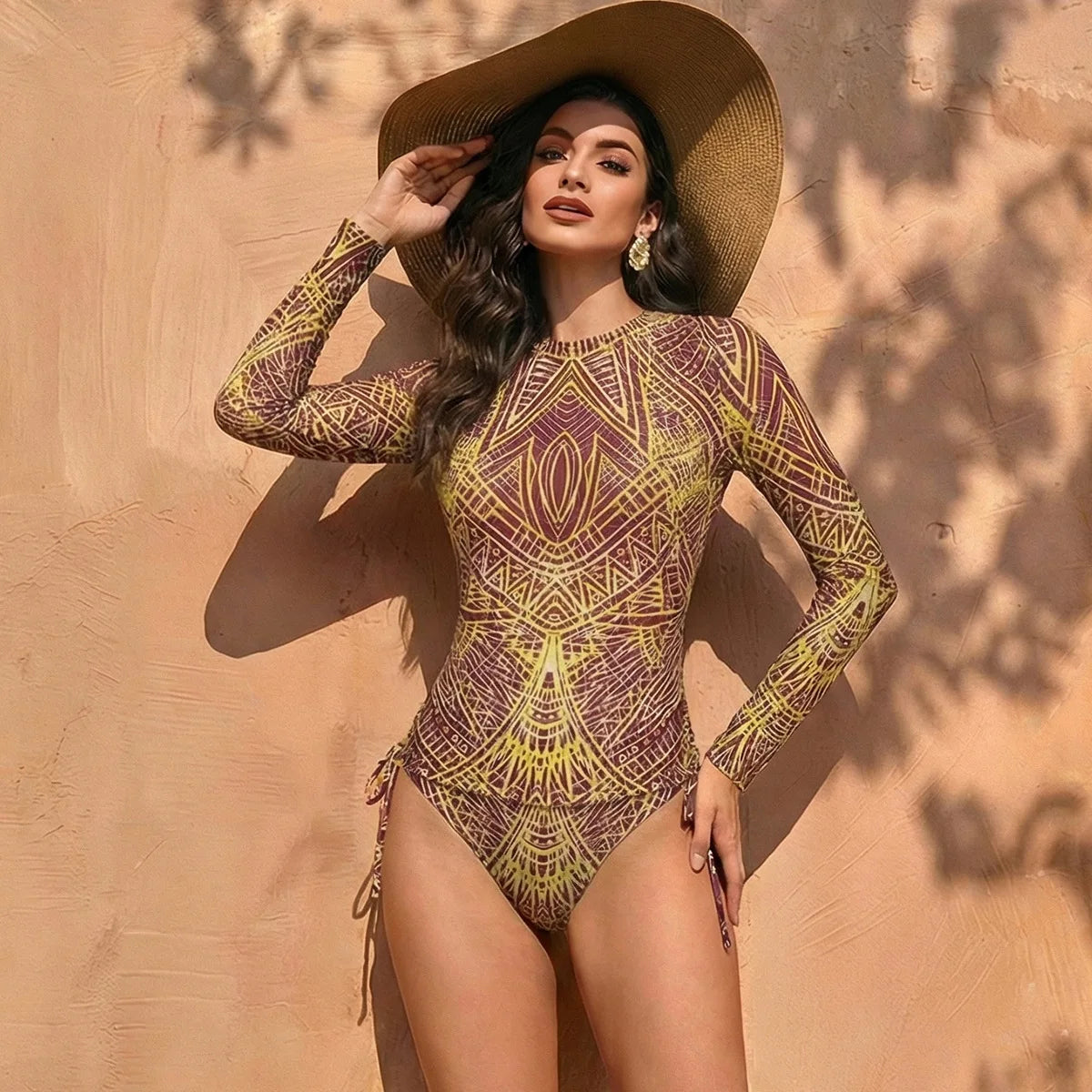 Women's Two Piece Swimwear Long Sleeve Mesh Swimsuit UPF 50+ High Elasticity Padded 2026 New Beach Bathing Suit Beachwear - Sun Studio