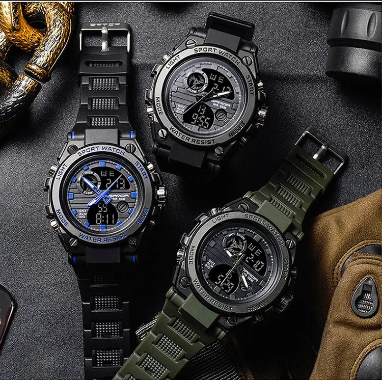 SANDA Top Luxury Watches Men Military Army Mens Watch Waterproof Sport Wristwatch Dual Display Watch Male Relogio Masculino - Sun Studio