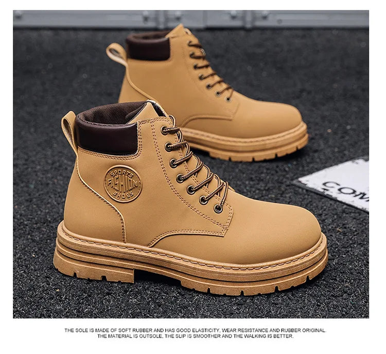 Men's Designer Motorcycle Boots Fashion Comfortable High Top Platform Work Boots Winter Hot Selling Mens Green Hiking Boots 2026 - Sun Studio