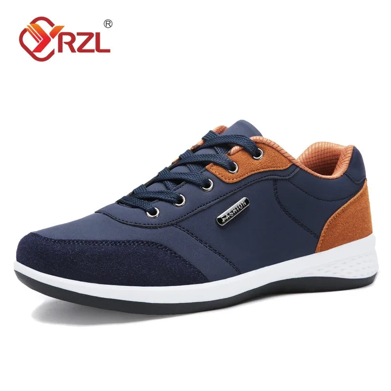 YRZL Men Shoes Spring Autumn Waterproof Walking Sneakers Leisure Male Leather Sports Shoes Non-Slip Footwear Tennis for Men - Sun Studio