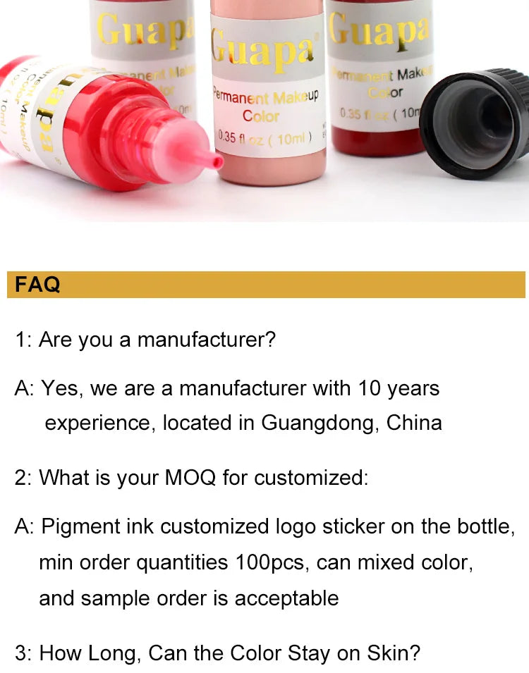 10ML Tattoo Ink Micro pigment Lip Eyebrow Permanent Makeup Pigment Tattoo Supplies for Tattoo Eyebrow Eyeliner Lip - Sun Studio