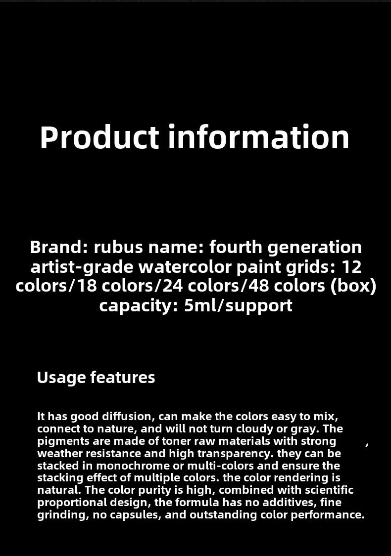 New Rubens Artist Watercolor Paint Master Tube 5ml 12/24/36/48 Color Set Professional Acuarela  pigment 2025 Art Supplies - Sun Studio