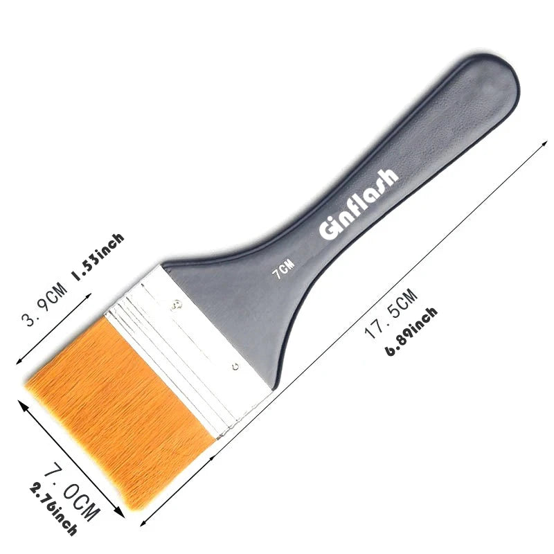 Ginflash 7styles Watercolor oil Art  Paint Brush Nylon Hair painting Art brush Easy To Clean Wooden Cleaning Brush - Sun Studio