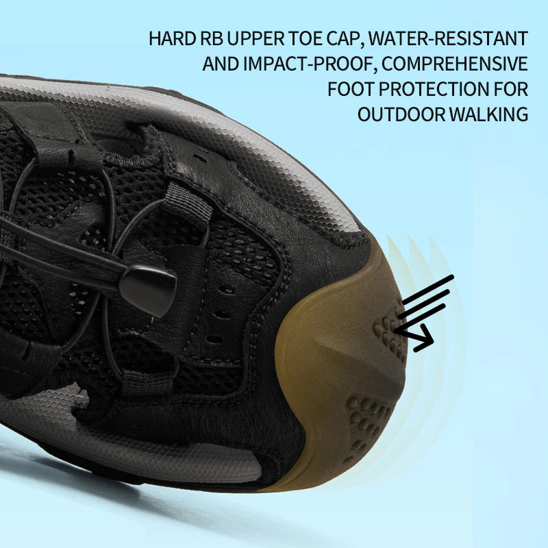 GOLDEN CAMEL Outdoor Men's Sandals Shock-absorbing Foam Brake Casual Shoes Slippers Beach Shoes for Hiking Fishing Breathable - Sun Studio