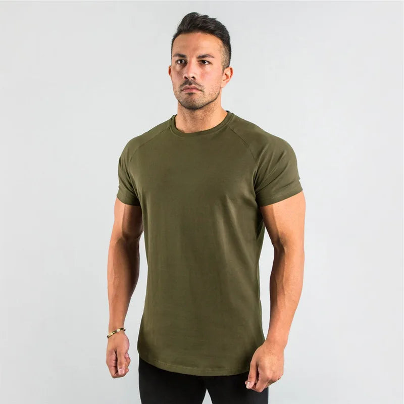 Fitness T-Shirt Men Bodybuilding Short Sleeve Sport Running T-shirt Men Sportswear Workout Shirts Male Men Gym Summer Tops Tee - Sun Studio