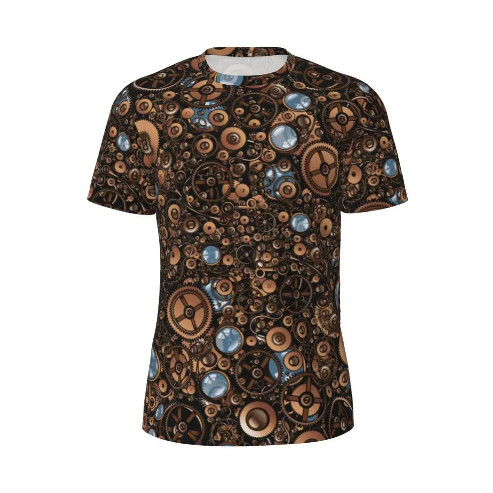 Gym T Shirt For Men Steampunk Design T-Shirts Fashion Wonderful Clockwork Vintage Summer Tees O Neck Streetwear Design Tops - Sun Studio