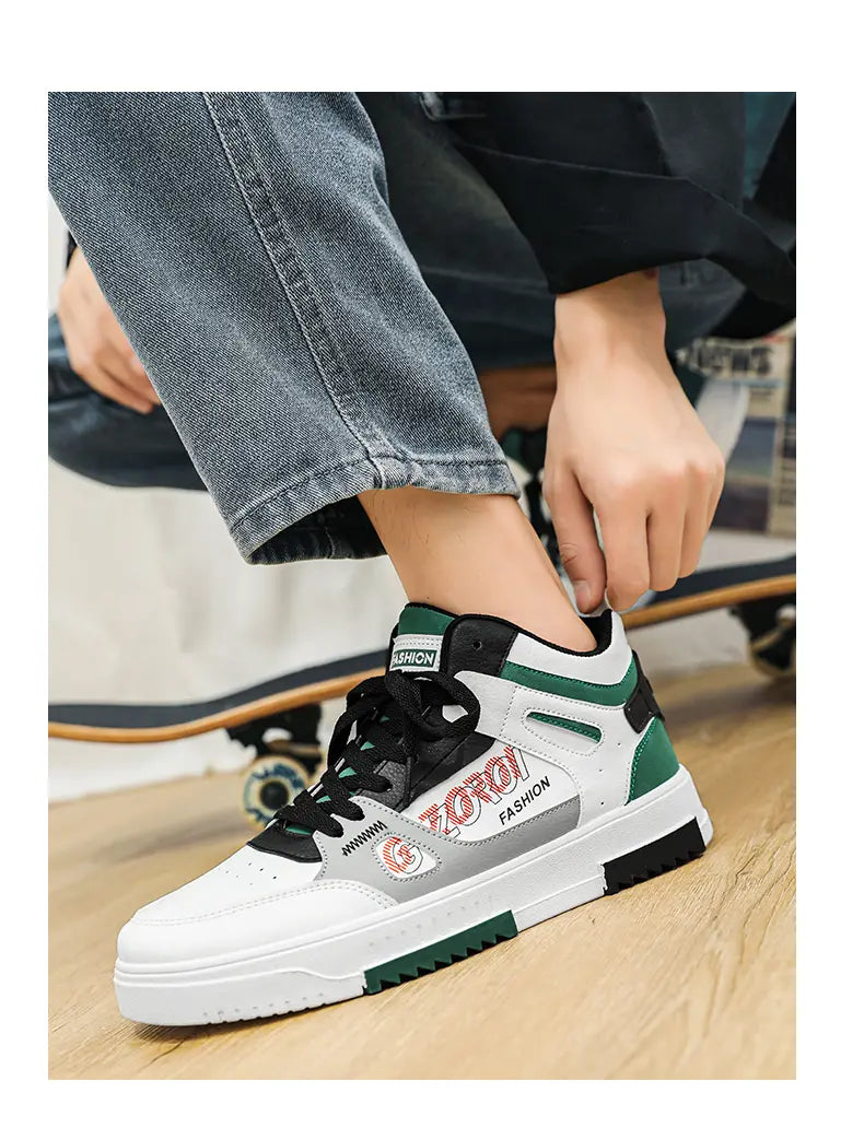 Men's Skate Board Shoes High Top Students Leisure Sports Shoes Breathable Non-slip Shoes Fashion High Top Sneakers for Men Men - Sun Studio