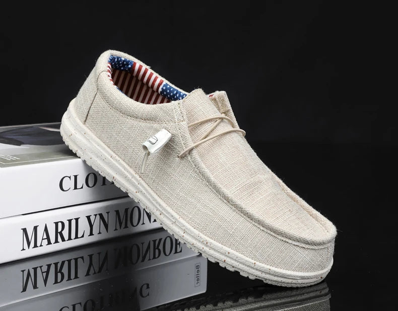 Men Casual Canvas Shoes Mens Loafers Breathable Slip on Flats Male Vulcanized Shoes Driving Shoes Plus Size 47 Walking Sneakers - Sun Studio