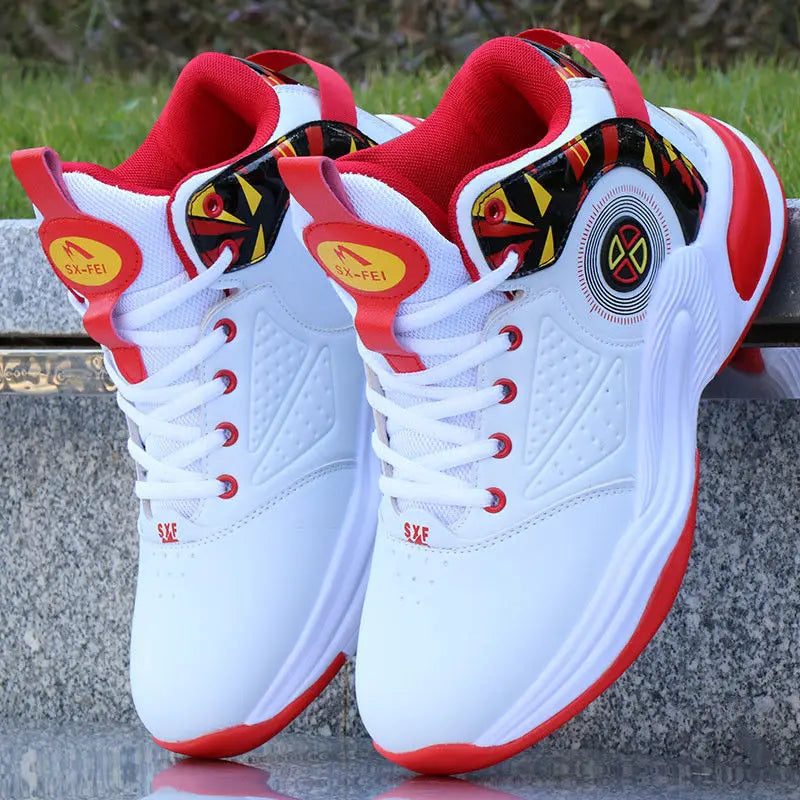 Brand Professional Men's White Red Blue Basketball Shoes Basketball Sneakers Anti-skid High-top Couple Man Basketball Boots
