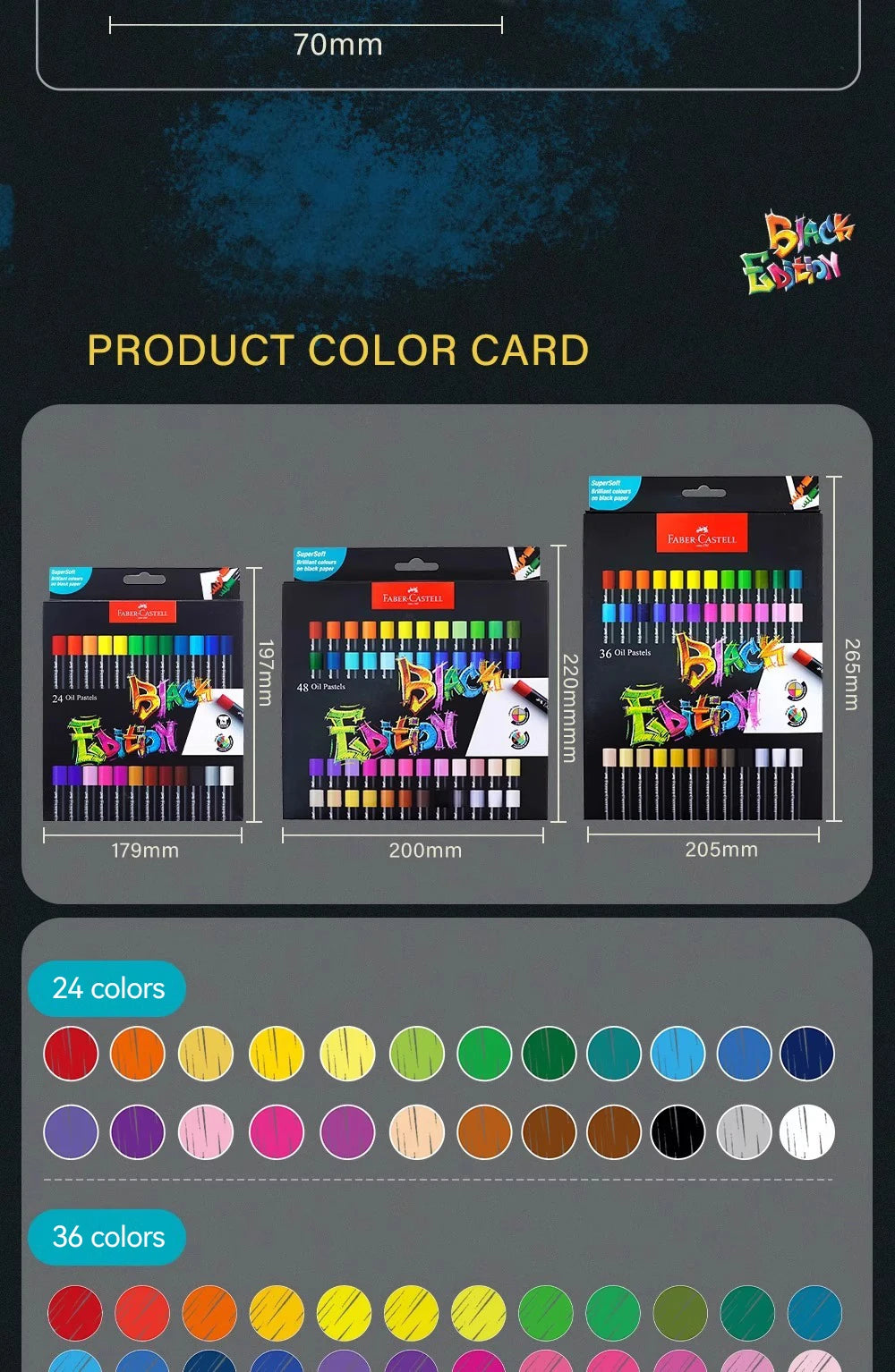 Faber-Castell Soft Oil Pastel Set 24/36/48 Vibrant Colors Creamy Texture Bullet Head Chalk for Artist Painting Drawing Beginners
