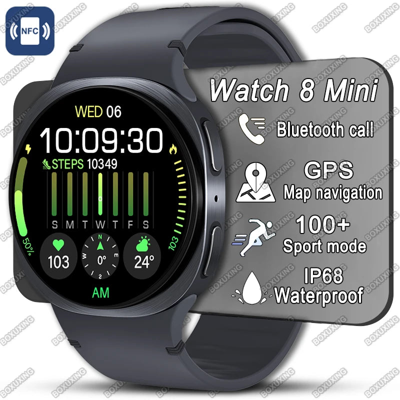 Watch 8 Mini GPS Track Smart Watch Men Women Map Navigation Bluetooth Call NFC IP68 Waterproof Compass Sport Smartwatch 2025 New - Sun Studio