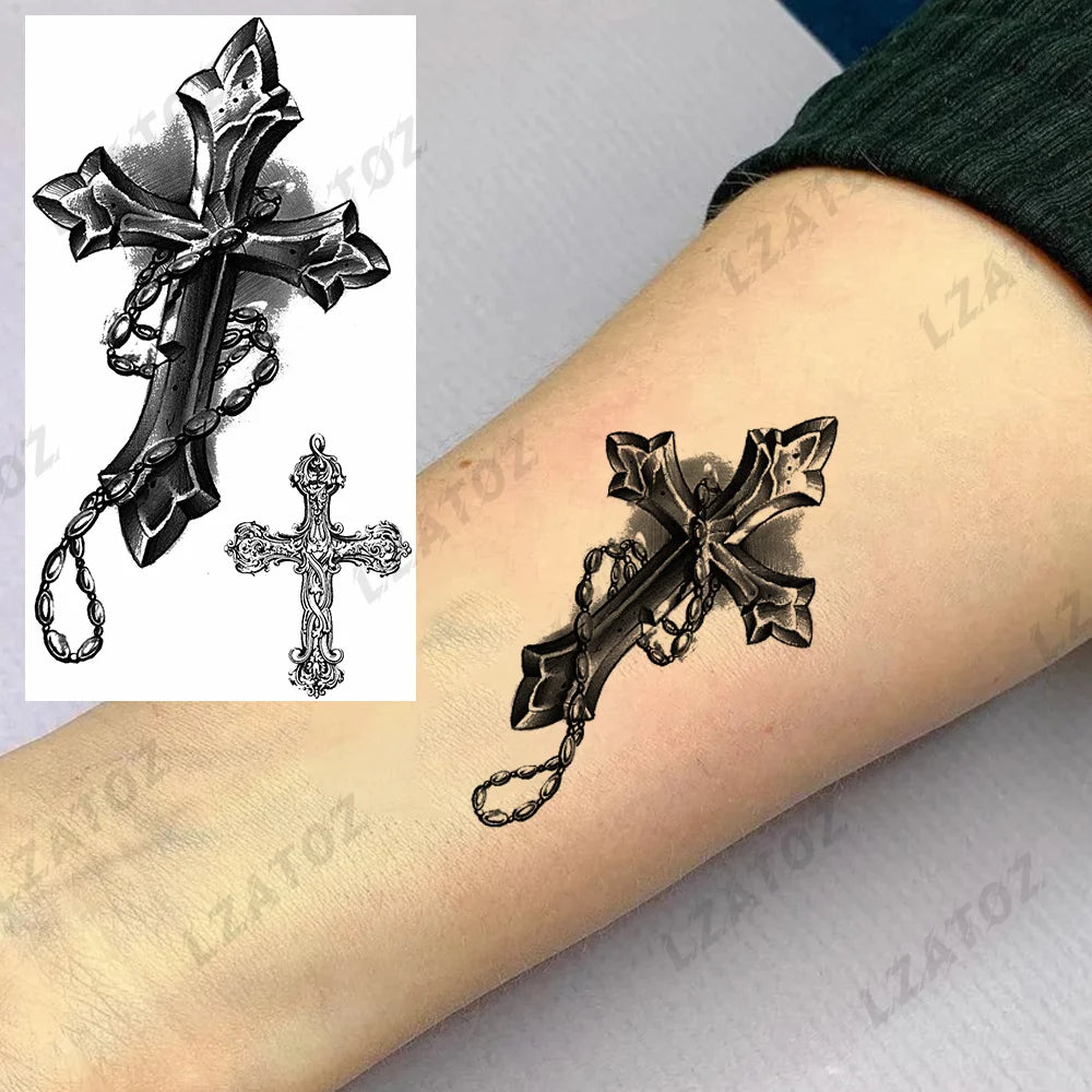 Unique Triangle Ocean Wave Temporary Tattoos For Men Women Realistic Tiger Lion Fake Tattoo Stickers Saying Transfer Art Tatoos