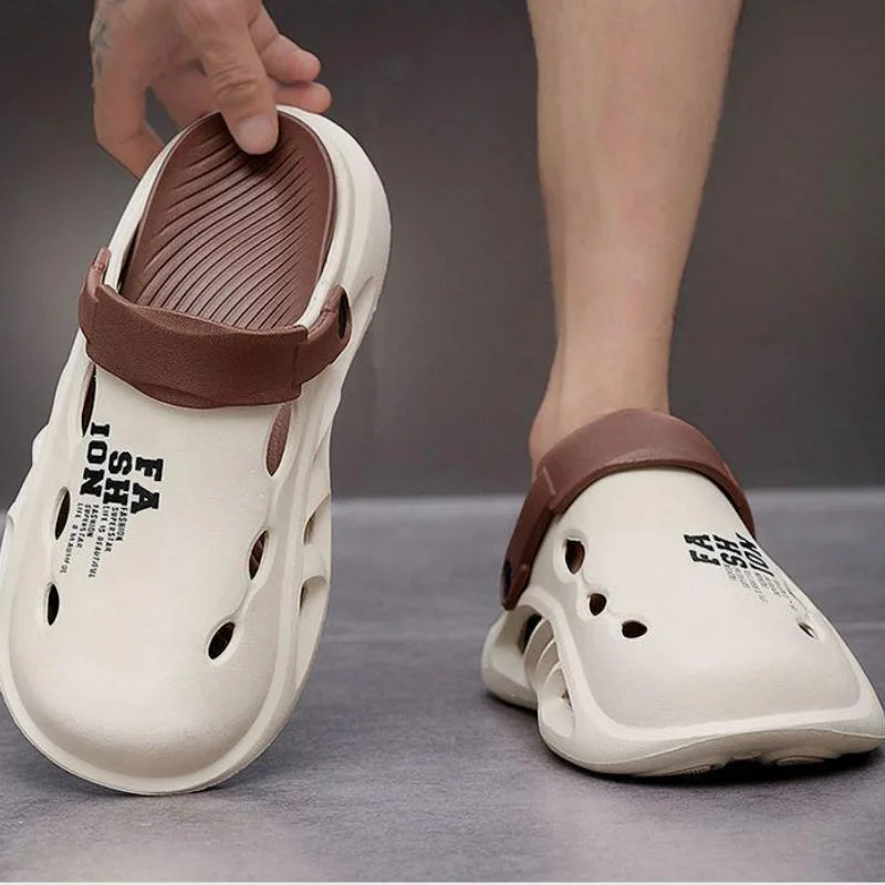 Men's Sandals Fashion Slippers EVA Hole Shoes 2025 Men Outdoor Thick-soled Casual Shoes Couple Home Beach Sandals Flip Flops 슬리퍼 - Sun Studio