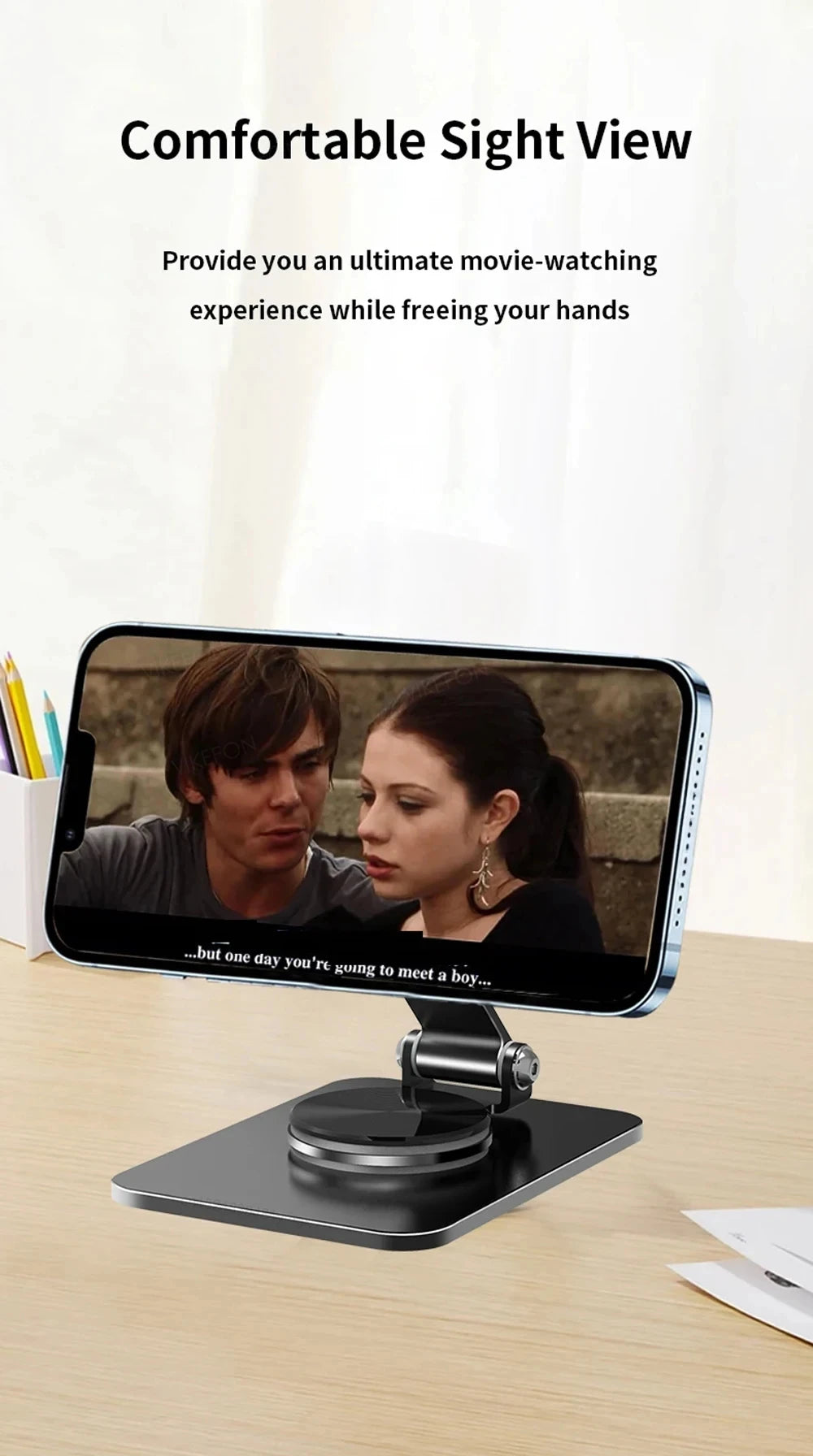 Folding Phone Holder Desktop Magnetic Phone Stand 360° Rotation Desktop Cell Phone Stand For iPhone 16 15 14 13 12 Pro Max Mount - Sun Studio