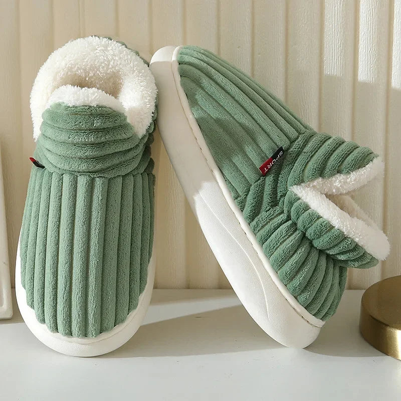 Warm Furry House Slippers Women Men Winter New Fashion Comfort Plush Slippers Home Indoor Outdoor Soft Thick Sole Cotton Shoes