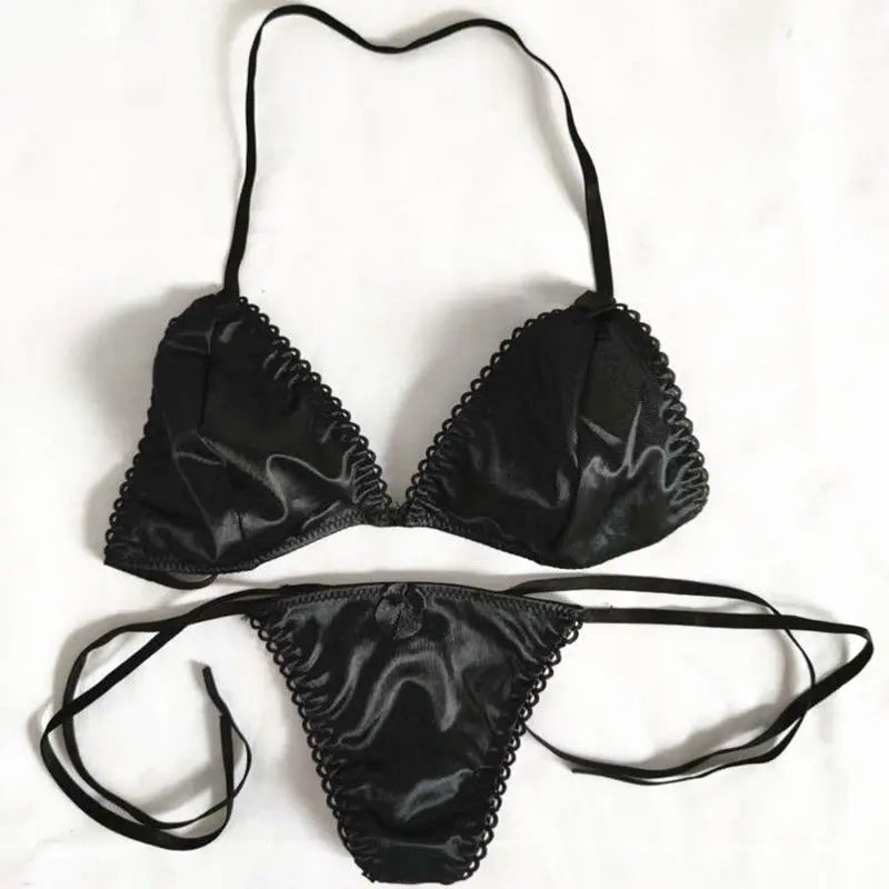 Custom Thongs Bra Sets Bikini With Embroidery Letters Name Personality String Sexy Panties Y2k Hotwife Underwear Pink Swimsuit - Sun Studio